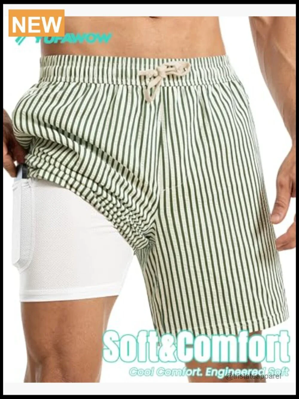 Men's Swim Trunks with Built-In Compression Liner 7 Inseam Quick Dry Zipper